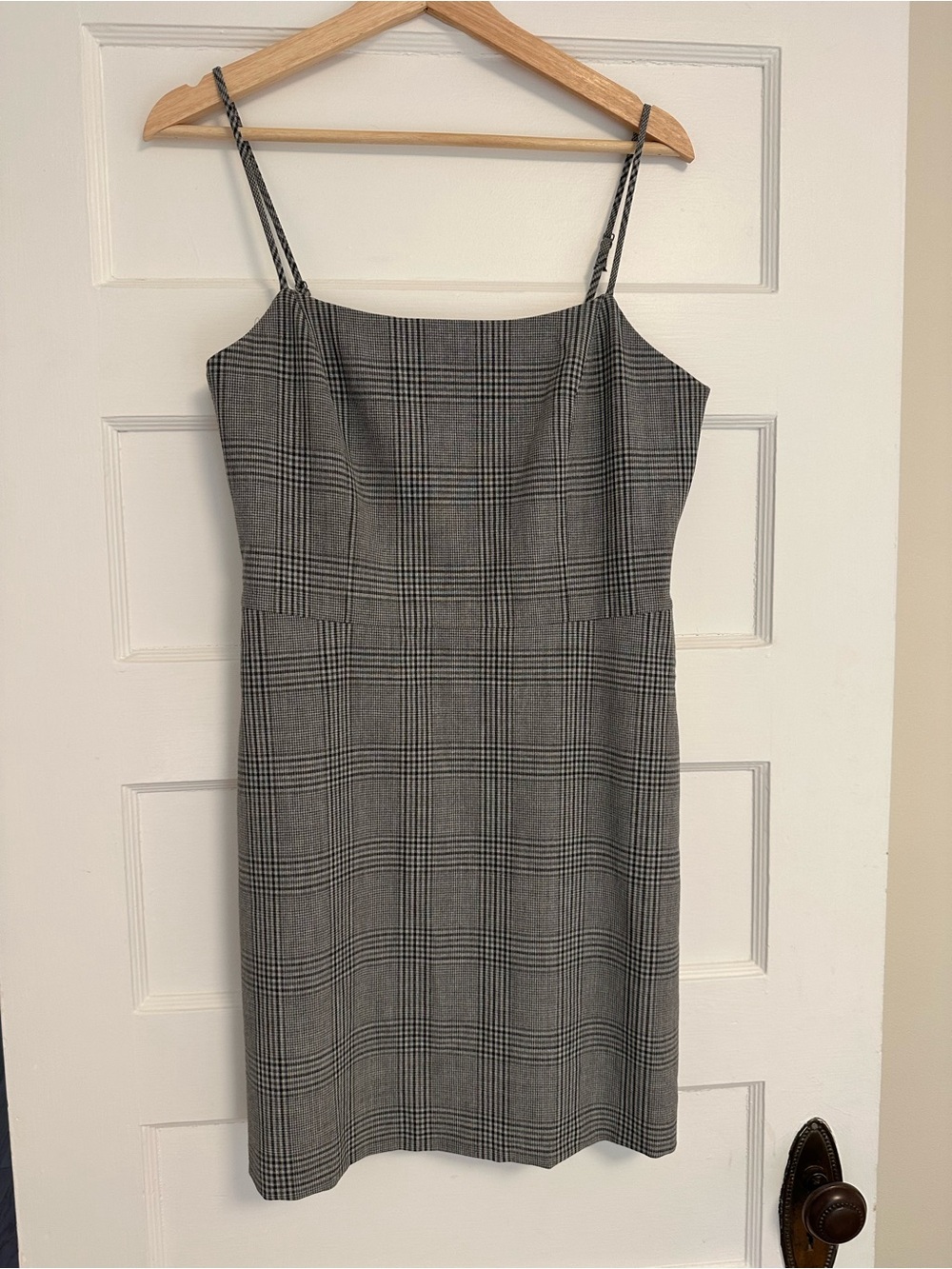 Wilfred Gray Plaid Spaghetti Strap Mini Dress